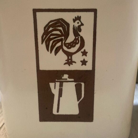 Set of 2 Vintage MCM Lustro-Ware Rooster Nesting Kitchen Canisters Brown Cream - Picture 4 of 12